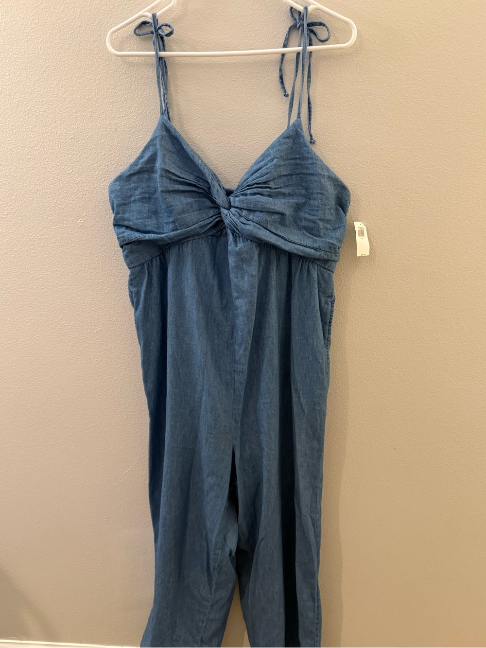 Old Navy Women’s Denim Blue Tie-Shoulder One-Piece Romper